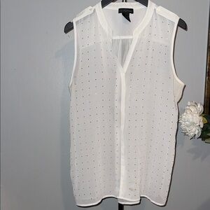 Designer White Sleeveless Blouse